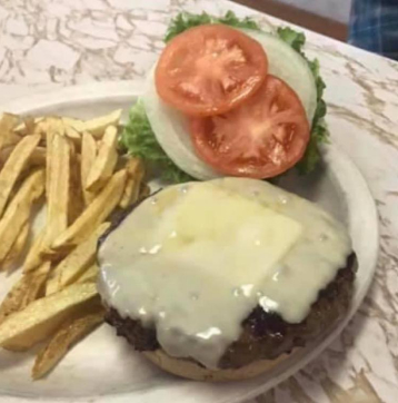 California cheeseburger and fries